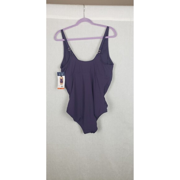 Lands End Womens One Piece Swimsuit Ruched XXL Knot Front Dark Purple UPF50 - Picture 4 of 7